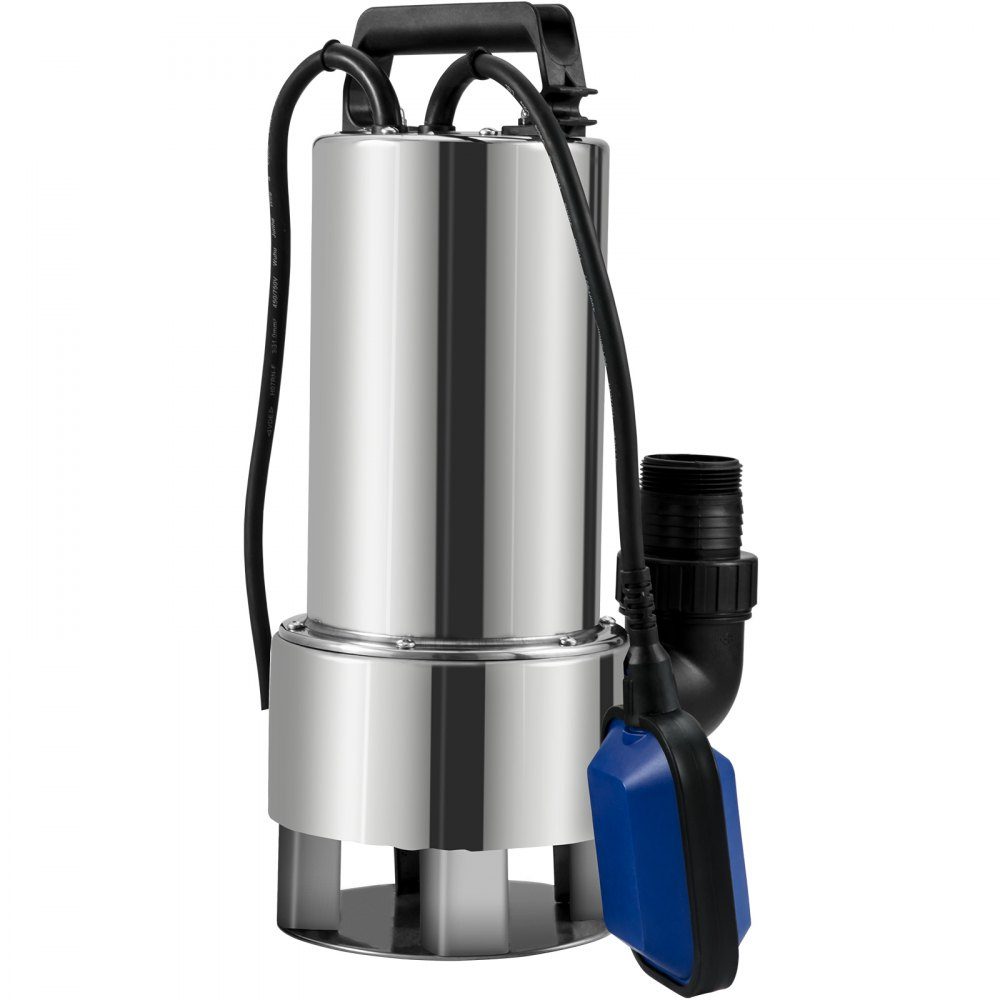 Pompe à eau submersible, 1300 W, 20000 l/h, avec câble de 10 m et interrupteur à flotteur automatique, en acier inoxydable et en fonte pour bassins de jardin, piscines, bains à remous sales ou propres et vides – Réf. HT-24527