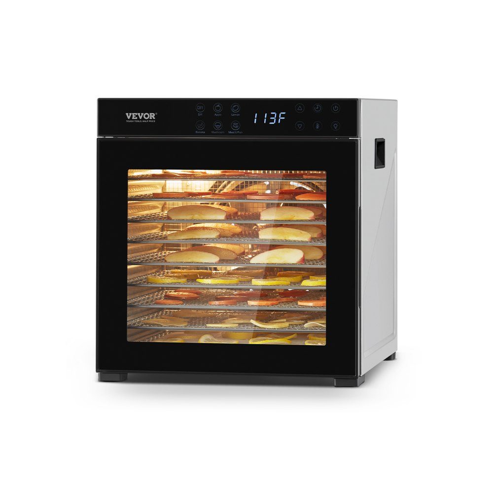 Déshydrateur Déshydrateur 10 bols en acier inoxydable, séchoir électrique 1000 W avec température réglable, lyophilisateur pour viande séchée, viande, fruits, légumes, herbes, friandises pour chiens – Réf. HT-23699