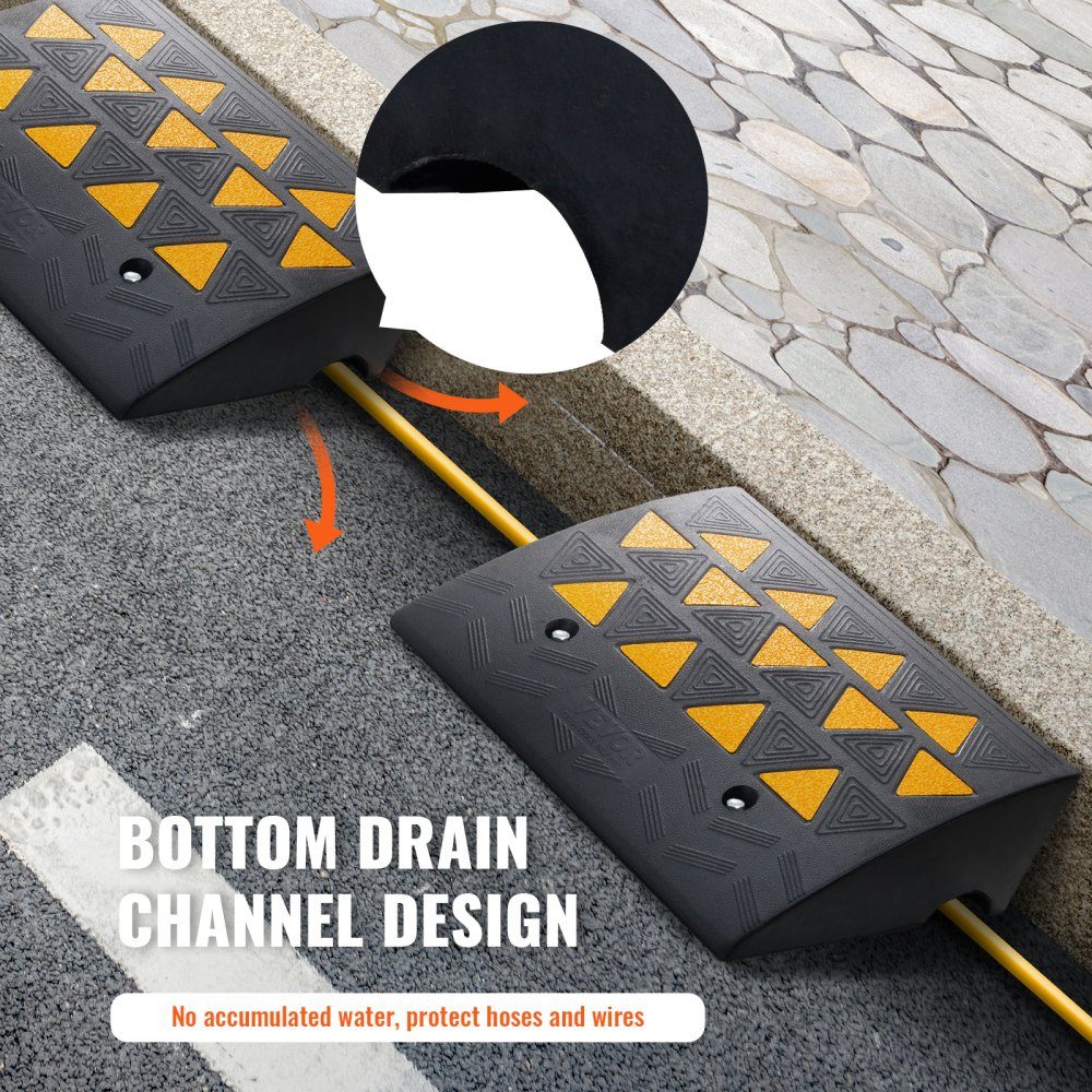 2x threshold ramp, solid rubber door threshold ramp, max. load capacity up to 15 tonnes, curb ramp, 49.1 x 37 x 15.2 cm, wheelchair ramp, access ramp, rubber ramp, suitable for uneven floors, curbs