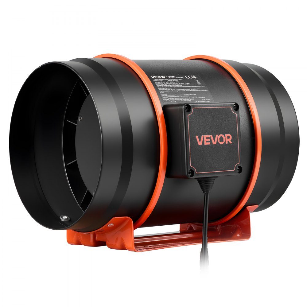 203-mm-Rohrventilator mit Kohlefilter, 1372 m³/h Inline-Rohrventilator mit PWM und App-Steuerung, Kanalventilator mit 10 Stufen, 9-Stunden-Timer und EC-Motor, Abluftventilator für den Rauchabzug im Gewächshauskeller