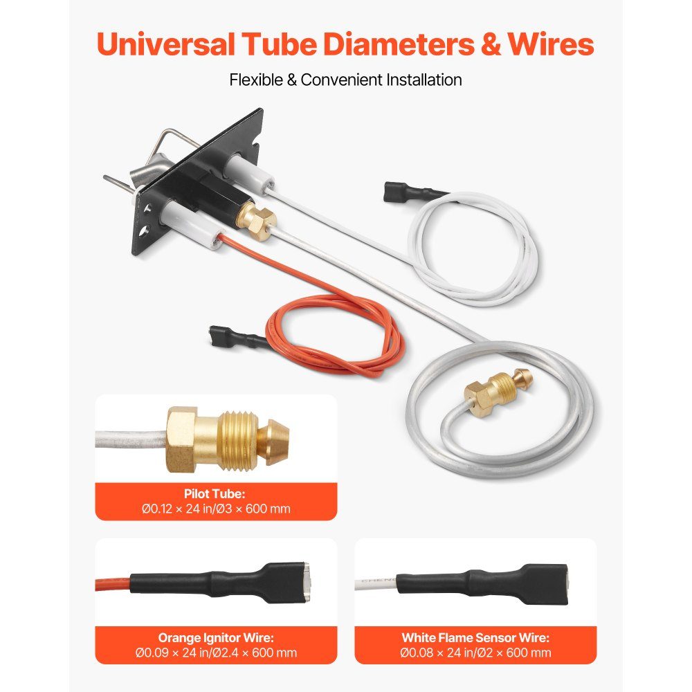 Natural Gas Igniter Assembly, OE 2090-012, 2198-012, SRV2090-012-Gas Igniter Assembly, Natural Gas Ignition Replacement, Fits Heaters, Heat & Glo, Quadra-Fire, Outdoor Lifestyles, Majestic