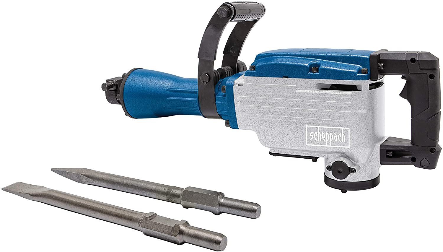 *OFERTA WEEKENDOWA* Młot wyburzeniowy Scheppach AB1700 (1700 W, 50 dżuli, w zestawie sześciokątny uchwyt Ø 30 mm, dłuto szpiczaste i płaskie oraz metalowa obudowa)