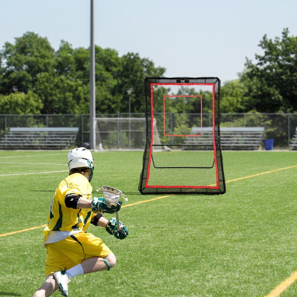 Hinterhof-Lacrosse-Rebounder, 1,5 x 2,1 m, Volleyball-Rebound-Netz, Pitchback, Throwback, Baseball, Softball, Return-Trainingsbildschirm, verstellbarer Winkel, Schießübungs-Trainingswand mit Zielscheibe