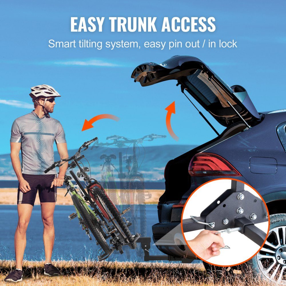 Tow Hitch Bike Rack, 2 Bike Platform Style, 73kg Load Capacity, Bike Rack Hitch for 50.8mm Receiver, Foldable Bike Rack for Car, SUV, Truck etc