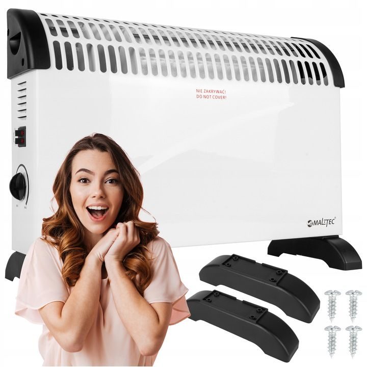 Powerful electric radiator 2000 W - energy-saving convector with thermostat