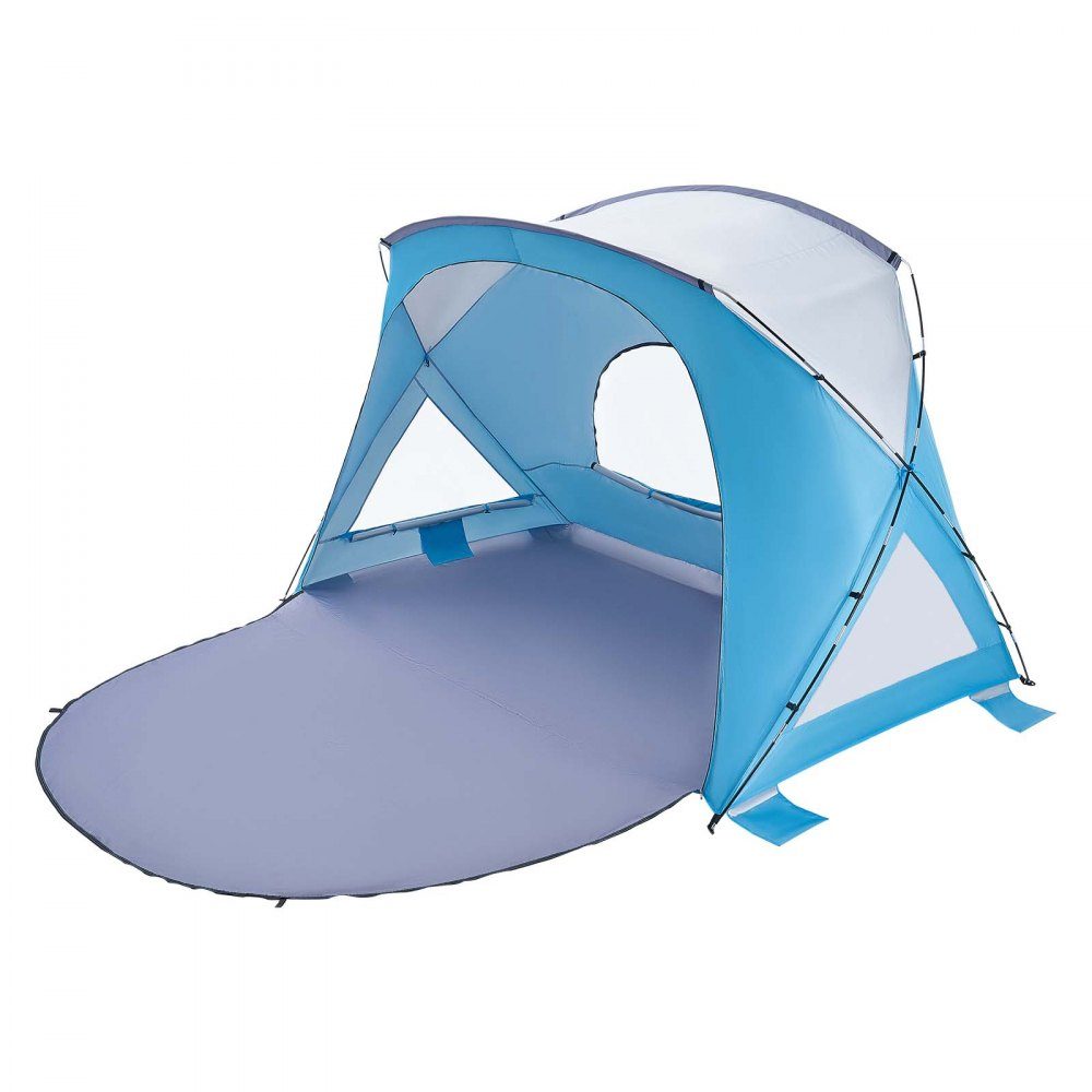 Strandmuschel-Sonnenschutz für 6 Personen, UPF 50+ Schutz, tragbares Strandzelt mit Tragetasche und Bodenankern, stabiler Strandschirm für Camping, Angeln, Picknick, Sonnenzelt