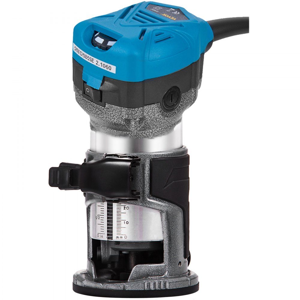 Wood Router 710W, Compact Wood Router with 3 Bases, 10000-30000 RPM Edge Router, 1/4" & 3/8" Multifunctional Router with Tilt Base, Diving Base, Laminator for Wood Processing