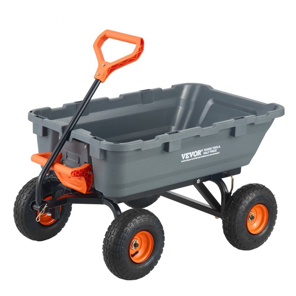 Gartenwagen, Gartenwagen mit einfach zu montierendem Stahlrahmen, Kippwagen mit umwandelbarem 2-in-1-Griff, Mehrzweckschubkarre mit 360 kg Tragfähigkeit, 255 mm Reifen