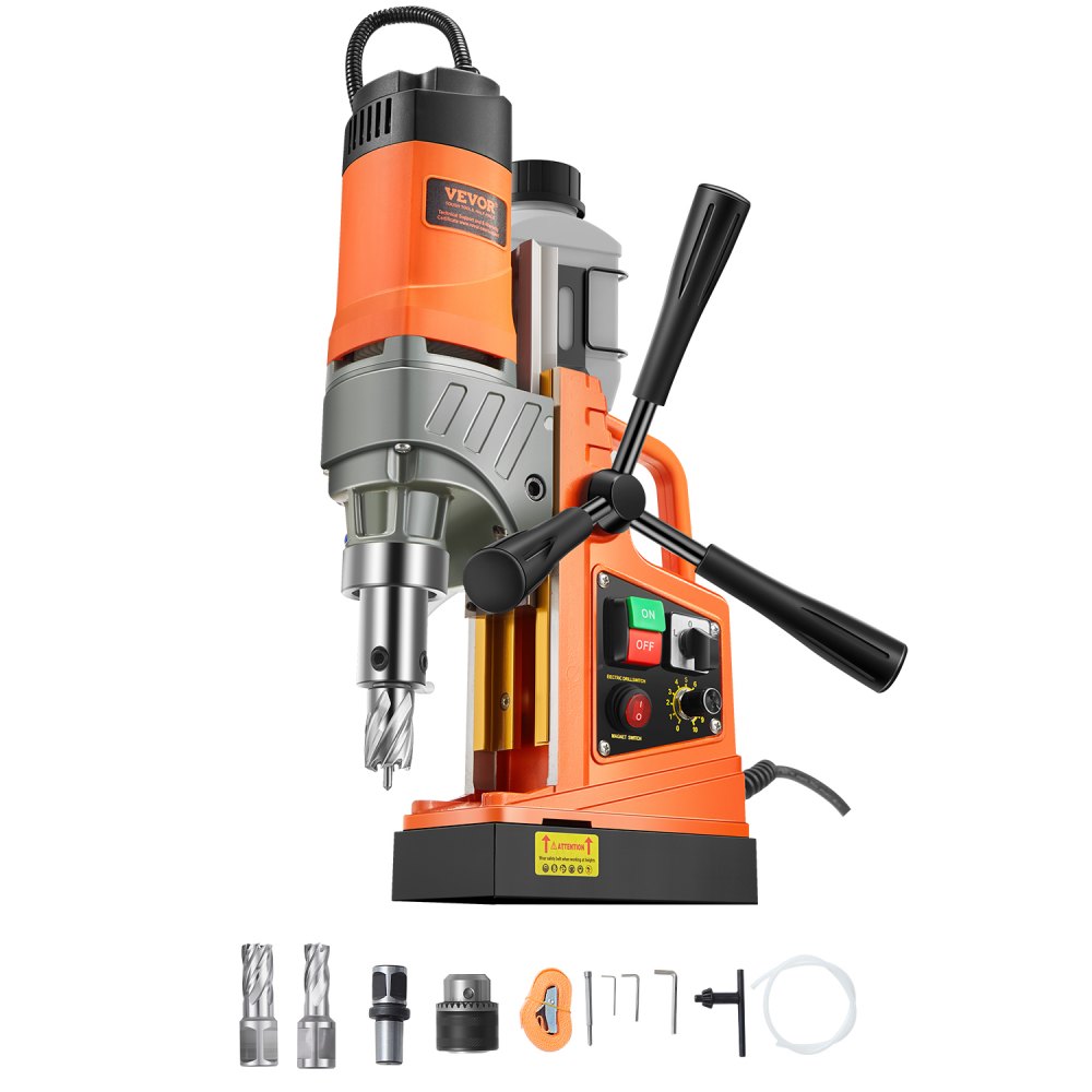 Magnetic Drill, Core Drill, 40mm Drill Diameter, 12500N, Portable Electric Magnetic Drill with 2 Core Drills, Variable Speed ​​Drill for Metal Surfaces