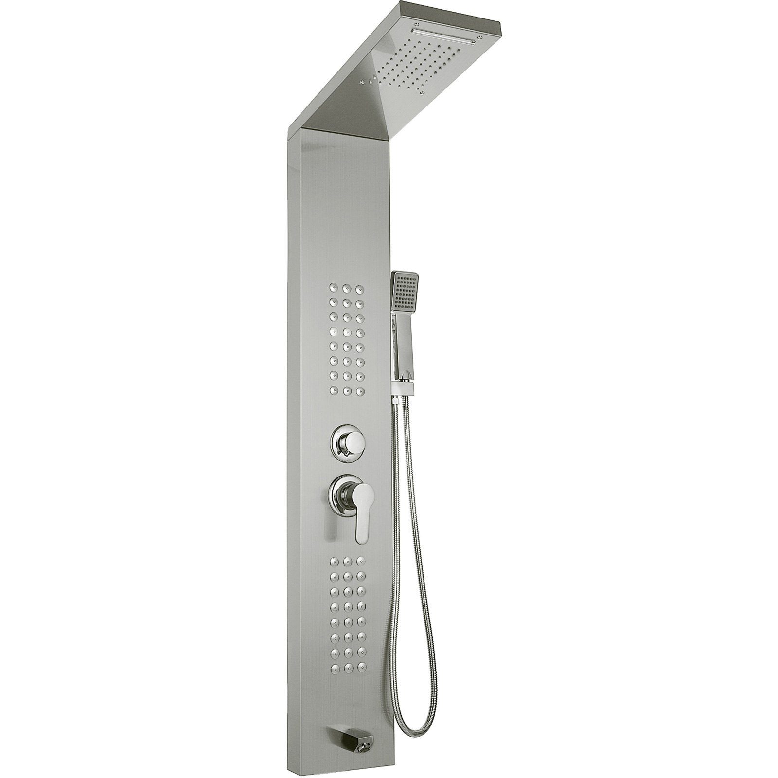 5 in 1 Shower Column Head Shower Rain Shower Column Stainless Steel Hydromassage Waterfall Hand Shower (Matte Silver, Separate)
