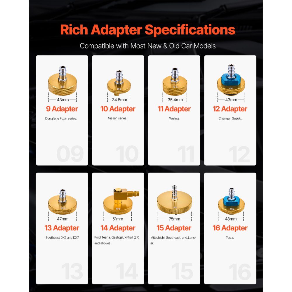 Brake Master Bleeder-Set 17-teiliges Ensemble d'adaptateurs de purge de frein professionnel avec ensemble complet et poignée, adaptateur de purge de frein durable pour le remplissage du liquide de frein