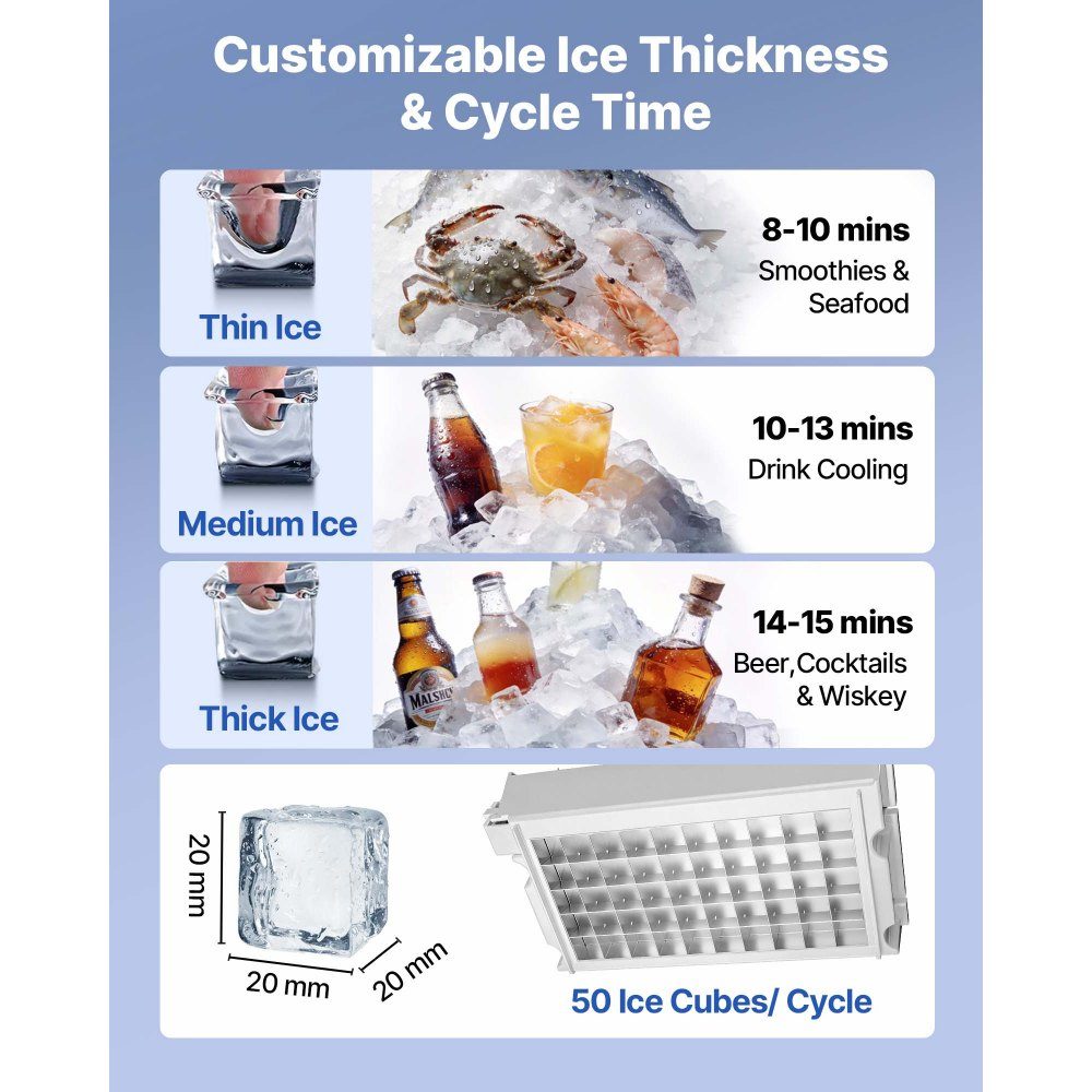 Machine à glaçons commerciale, machine à glaçons 59 kg/jour avec bac de stockage de glace de 14 kg, machine à glaçons autoportante en acier inoxydable avec affichage LED, autonettoyante, idéale pour la maison, bar, restaurant, café
