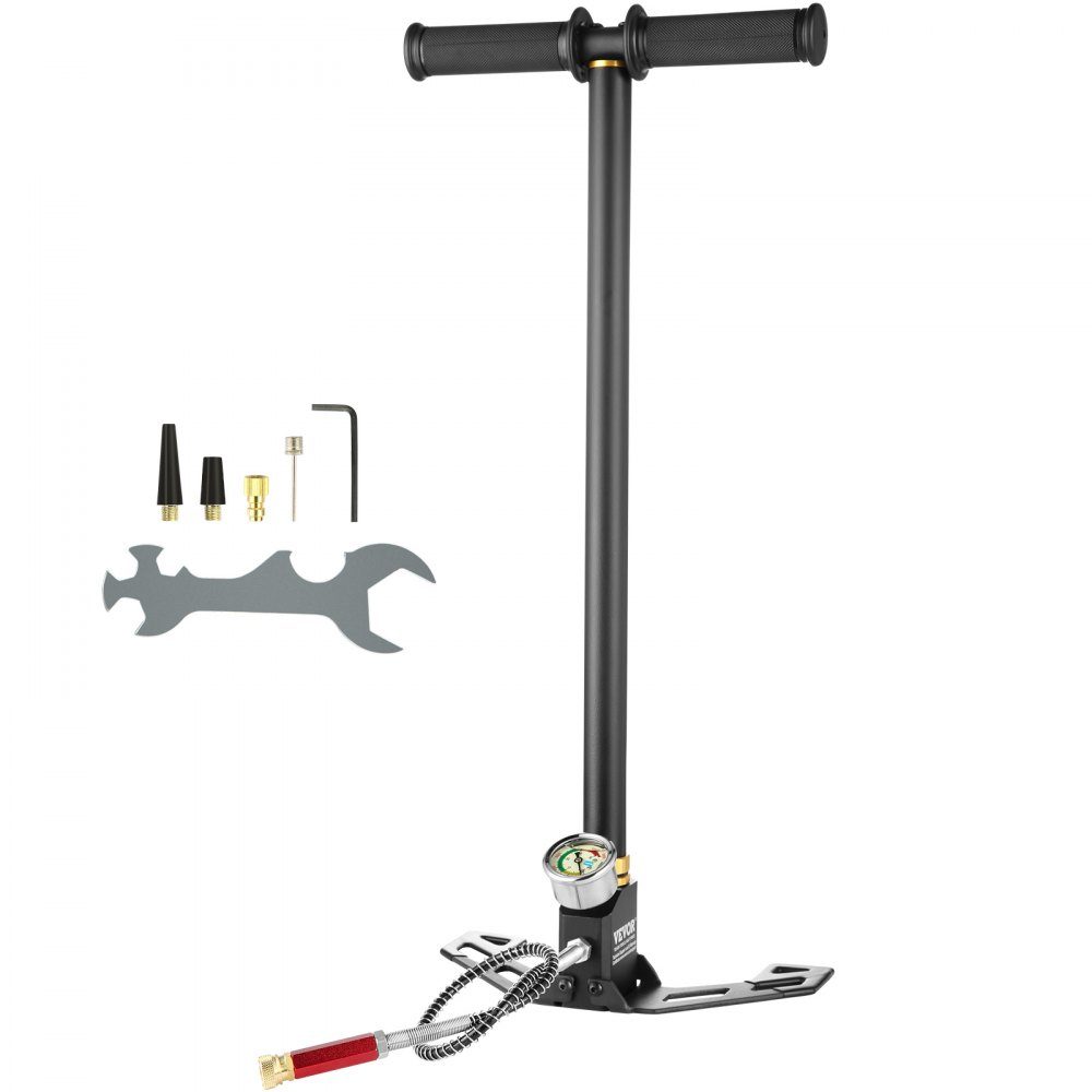 3-traps handluchtpomp, 4500 PSI luchtgeweerpomp, 310 bar PCP-pomp 3-traps luchtgeweeroplaadbeugel Handpomp, handbeugelpomp Drietraps stijgbeugelpomp, handluchtpomp Complete accessoireset