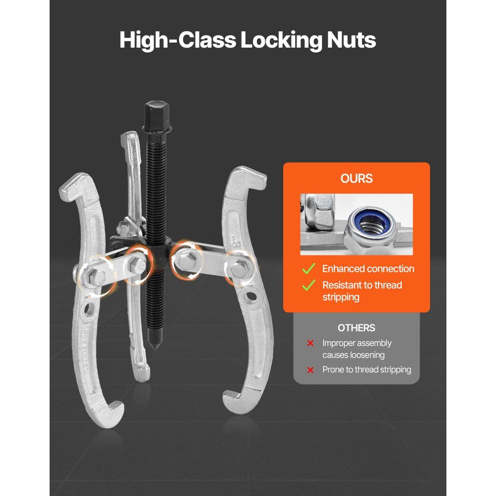 Gear Puller Set, 3/4/6/8" 3 Jaw Bearing Puller with Reversible Jaws, 2 Jaw/3 Jaw Pulley Puller Tool for Removing Pulleys, Transmission Bearings, Flywheels