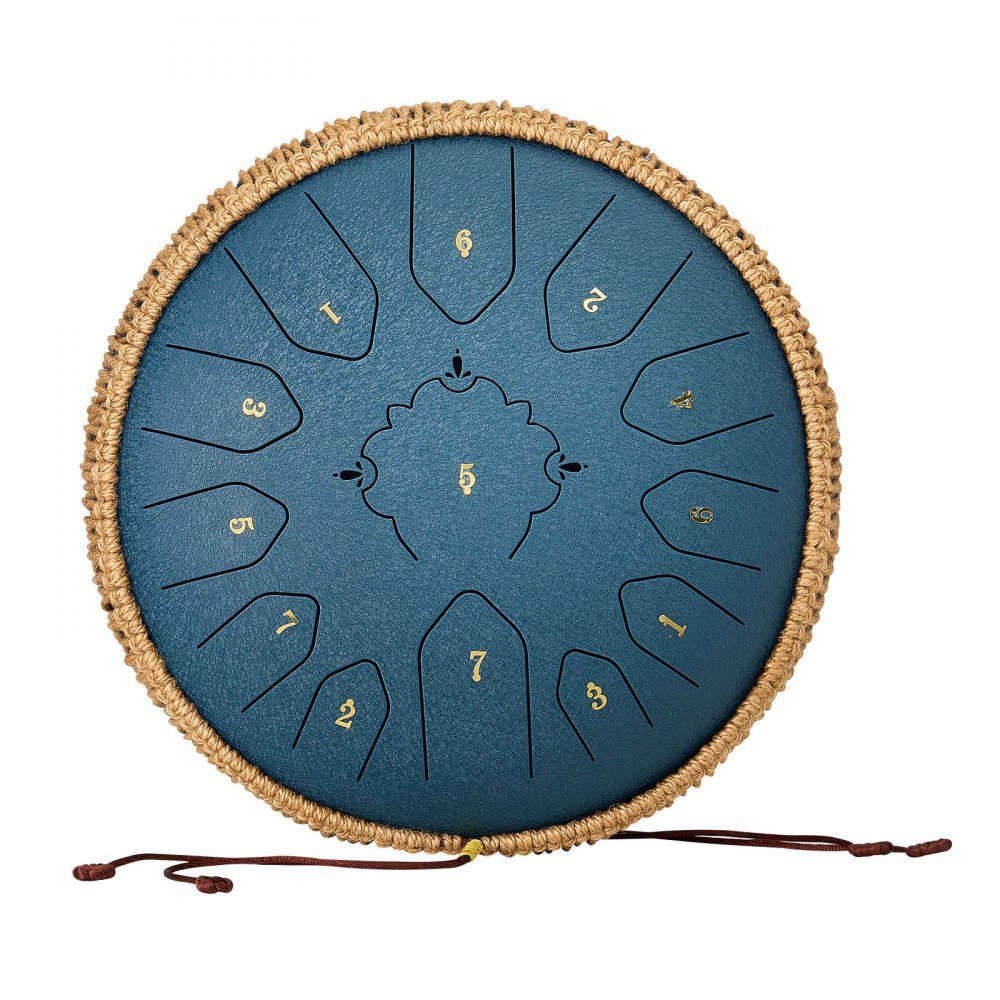 Zungentrommel, Ø305 mm, 13 Töne, Regentrommel, C-Dur, mit Notenbuch & Schlägeln, Schlaginstrument für Meditation, Yoga & musikalisches Einsteigertraining, Stahlzungentrommel Marineblau