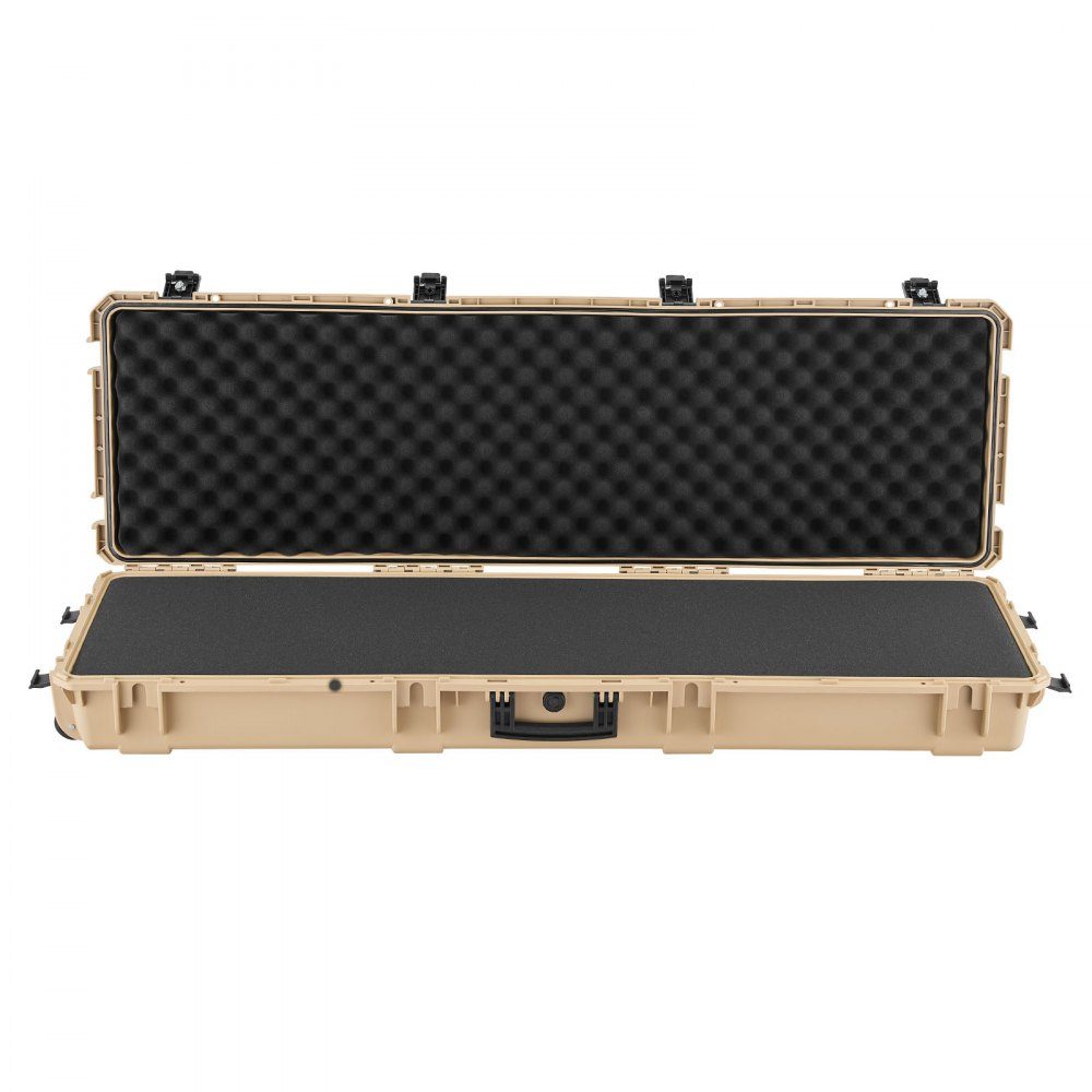 Hard Shell Gun Case for Long Guns, Lockable Gun Case with Pre-Cut Foam, Long Gun Case, Gun Storage, Rollable, IP67 Waterproof, 55" x 17" x 7.5", Khaki