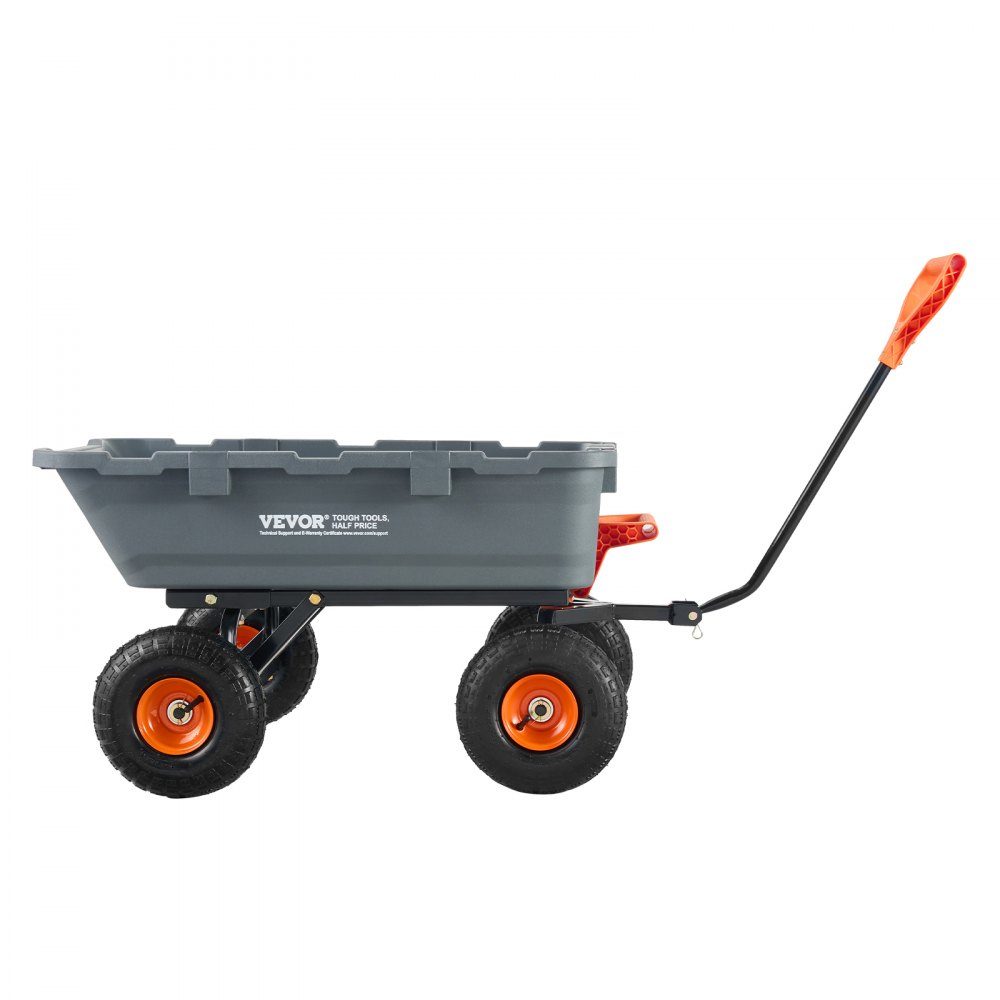 Gartenwagen, Gartenwagen mit einfach zu montierendem Stahlrahmen, Kippwagen mit umwandelbarem 2-in-1-Griff, Mehrzweckschubkarre mit 360 kg Tragfähigkeit, 255 mm Reifen