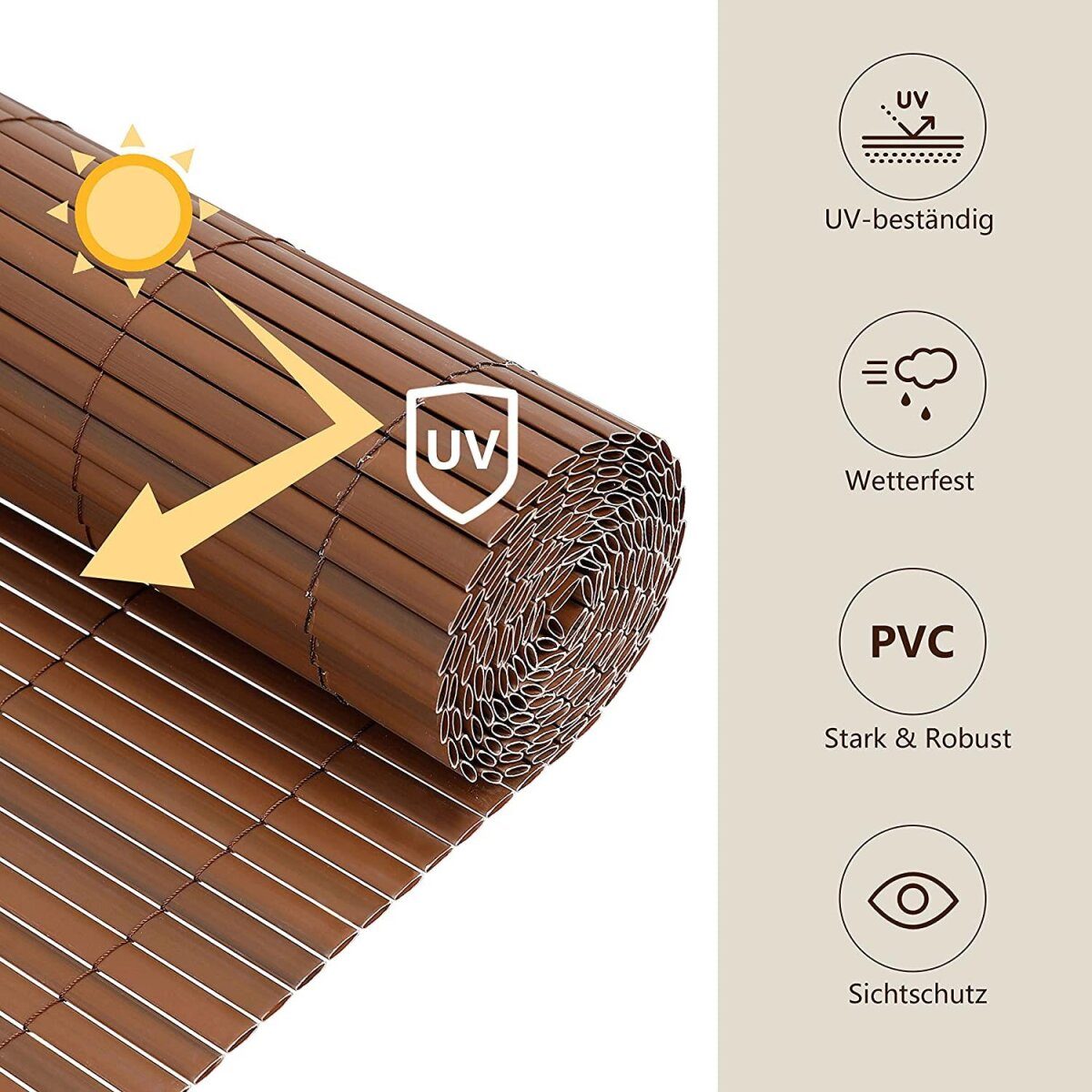 Tapis d'intimité Ribelli, en PVC, 90 x 400 cm, marron