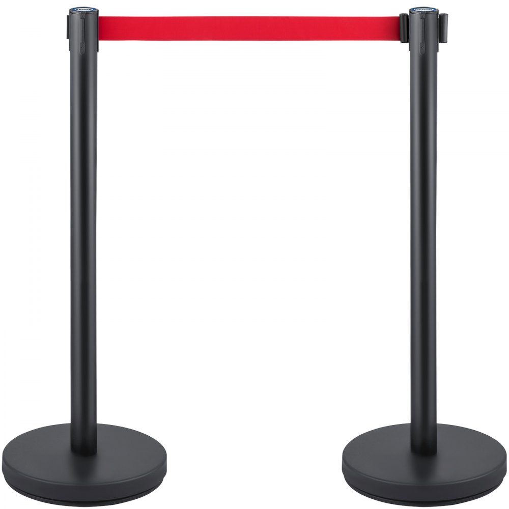 Personengeleidingssysteem 6 stands, totale hoogte 90 cm slagboom met vierwegadapter, demarcatiestandaard, slagboomstandaard met 2 m lengteband voor luchthaven, standaard van ijzerstaal, zwart