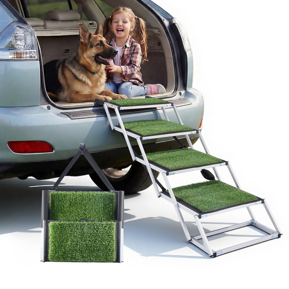 Hondentrap Auto Opvouwbaar 4-traps, extra brede hondenloopplank voor grote honden met antislipoppervlak, draagbare instaphulp voor auto, SUV, vrachtwagen, hoogslaper, bank, draagvermogen tot 90 kg Hondentrap Auto Opvouwbaar 4-traps, extra brede hondenloopplank voor grote honden met antislipoppervlak, draagbare instaphulp voor auto, SUV, vrachtwagen, hoogslaper, bank, draagvermogen tot 90 kg