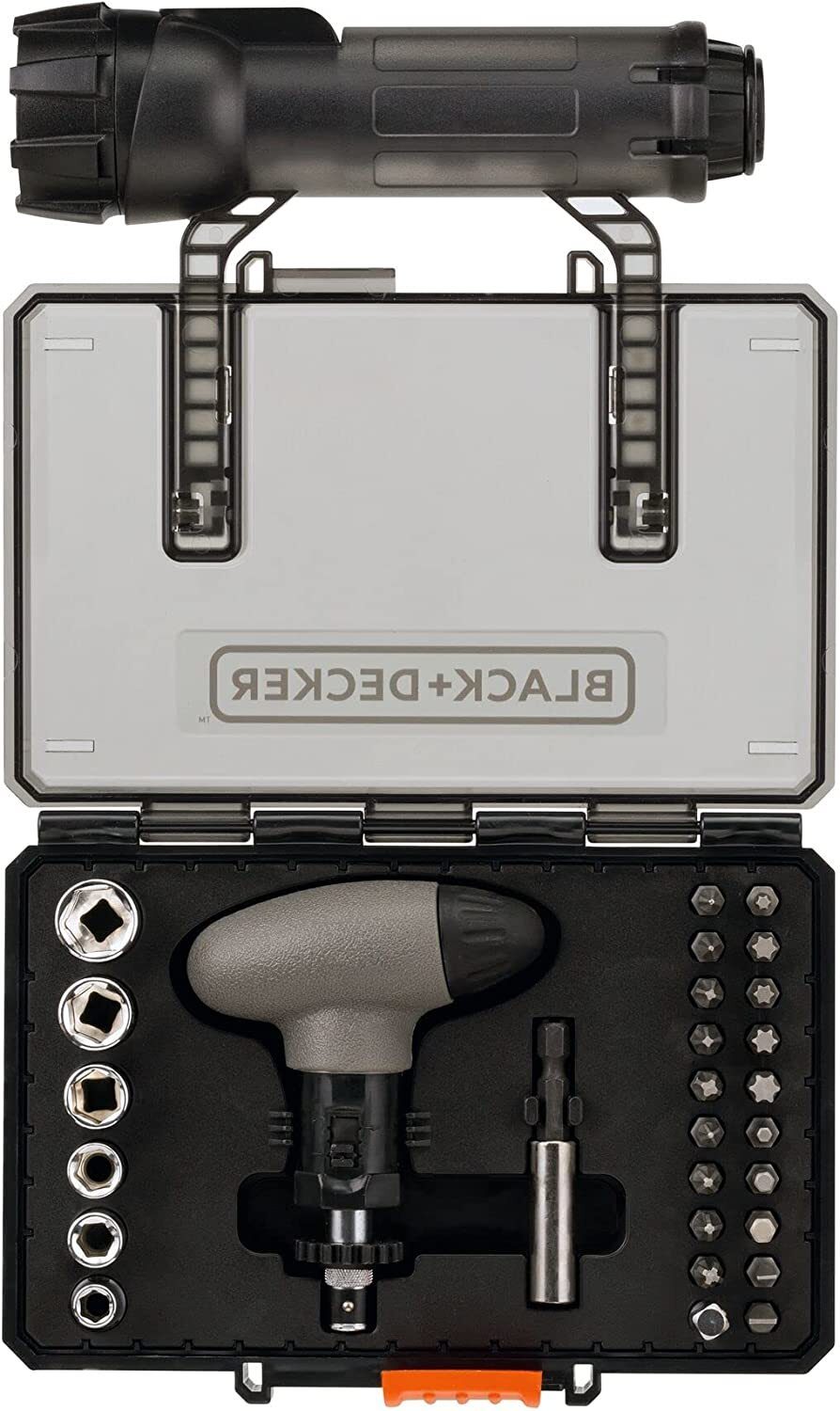 Black+Decker 30 Stk. SOS-Bit-Set (mit Warnweste, LED-Taschenlampe, ideal für das Auto, kleiner Helfer bei Pannen)
