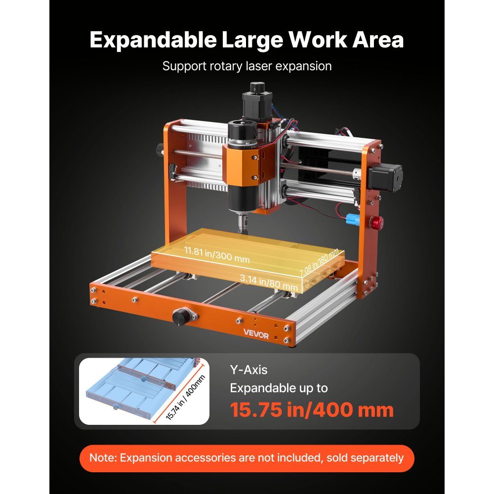 Fraiseuse CNC, broche 500W, machine de gravure 3 axes, zone de travail 300x180x80mm, contrôle hors ligne, fin de course, arrêt d'urgence, pour sculpter et couper du bois, de l'acrylique et du plastique