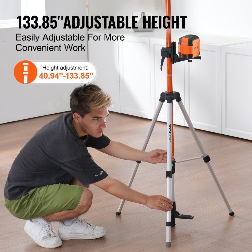Laser Spirit Level Tripod, 1/4"-20 and 5/8-Zoll-11-Gewindehalterung, 40.94-133.85" Height Adjustment with Spirit Level and Heavy Duty Stand, Extendable Lightweight Aluminum Tripod for Laser Scanner