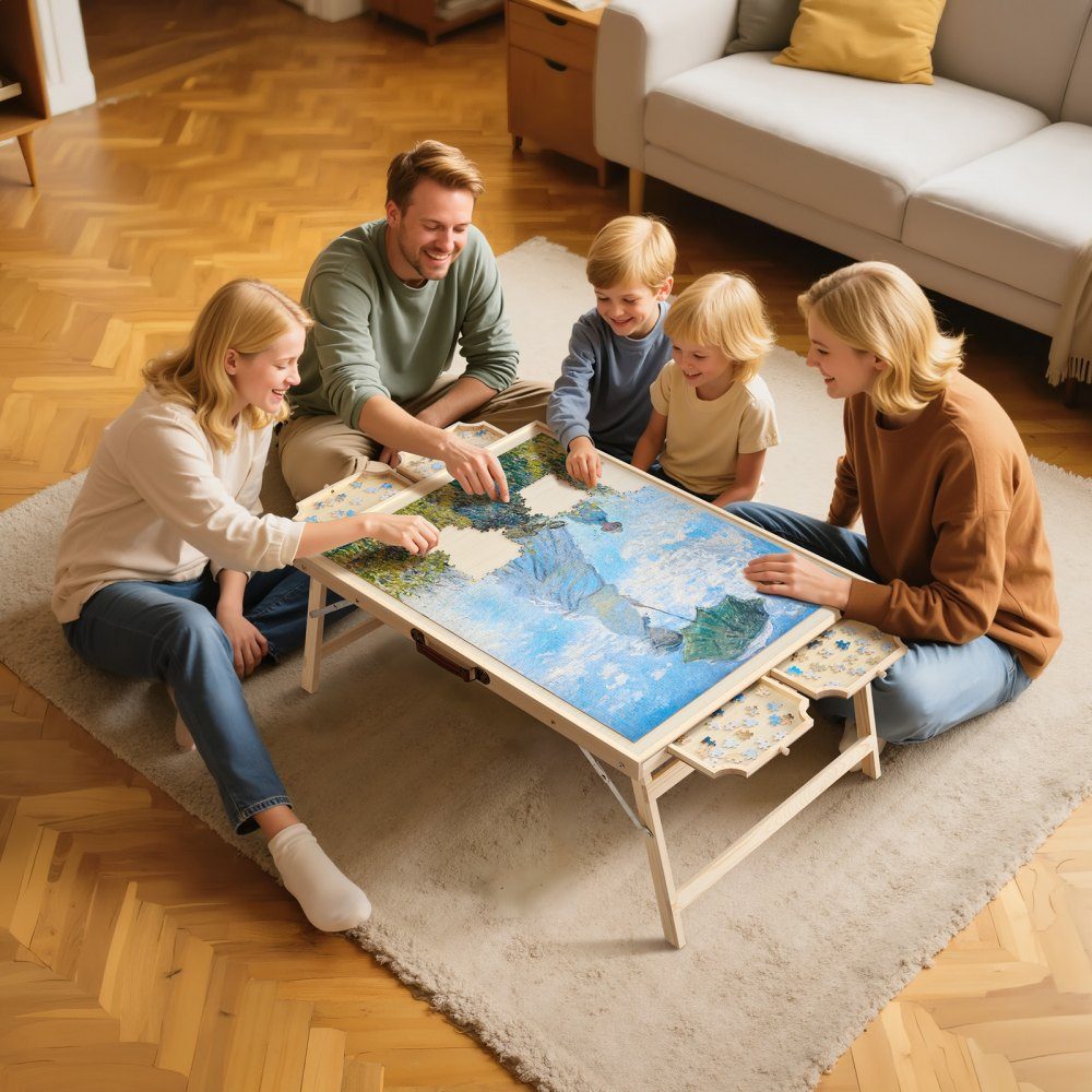 1500 Piece Puzzle Board with 4 Drawers Cover and Folding Legs Portable Puzzle Table (865x635mm) Puzzle Accessories for Adults Puzzle Storage System Puzzle Boards