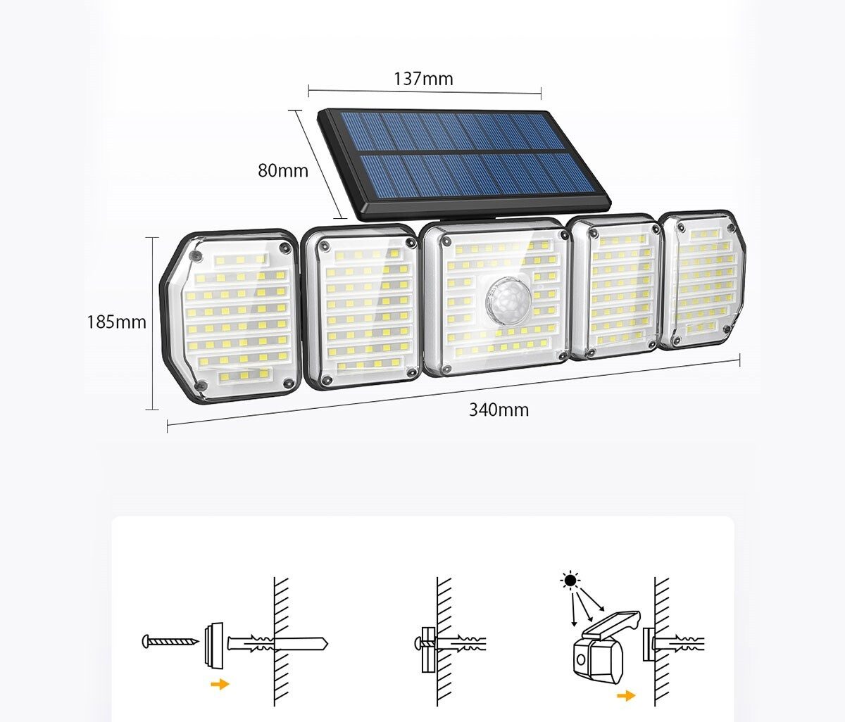Design LED Solarlampe Wandlampe Außenbeleuchtung Gartenlampe mit Bewegungsmelder Lichtsensor alle Farbtemperaturen