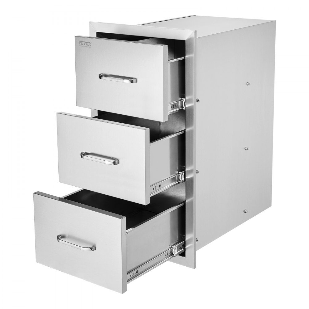 Küchenschubladen Outdoor-Schubladenschrank (47 x 57 x 57 cm) mit dreifachem Zugriff aus Edelstahl, Schubladenaufbewahrung für Grillinsel mit Griff, für Grillstation
