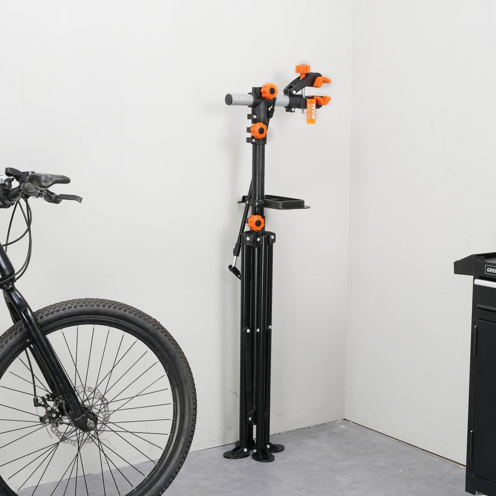 Support de réparation de vélo Support de réparation de vélo, support de réparation de vélo, support de réparation robuste 36,3 kg, support de vélo réglable en hauteur de 1079,5 à 1900 mm avec quatre pieds, noir