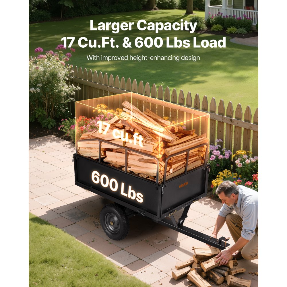 Dump Trailer 500lb Capacity ATV UTV Transport Trailer Pull Behind Dump Truck with 16" Tires Hand Pull or Foot Pedal Yard Trailer for Lawn Mower Tractors Dump Trailer 500lb Capacity ATV UTV Transport Trailer Pull Behind Dump Truck with 16" Tires Hand Pull or Foot Pedal Yard Trailer for Lawn Mower Tractors