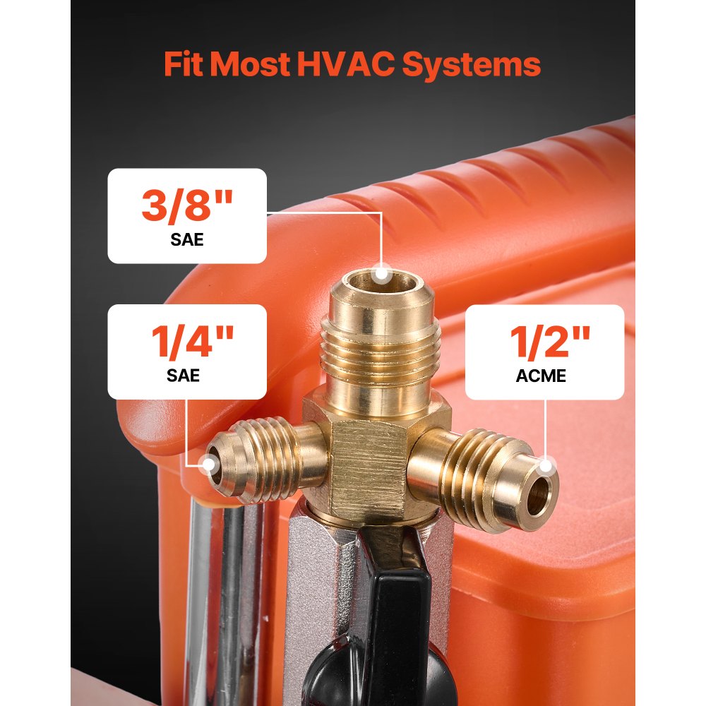 Vacuümpomp, 5 CFM 142 L/min, tweetraps, 375 W, geschikt voor R134a-, R22- en R410a-systemen, 4-polige motor, voor onderhoud van auto-airconditioning en harsontgassing, inclusief olie Vacuümpomp, 5 CFM 142 L/min, tweetraps, 375 W, geschikt voor R134a-, R22- en R410a-systemen, 4-polige motor, voor onderhoud van auto-airconditioning en harsontgassing, inclusief olie