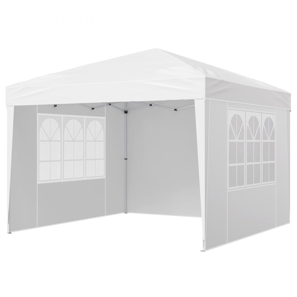 Opvouwbare tuinpaviljoen, 2,95x2,95x2,63m, paviljoentent, draagbare tuintent met zijwanden en geventileerde ramen, 3 hoogte-instellingen, partytent, zonnescherm voor buitenevenementen, wit