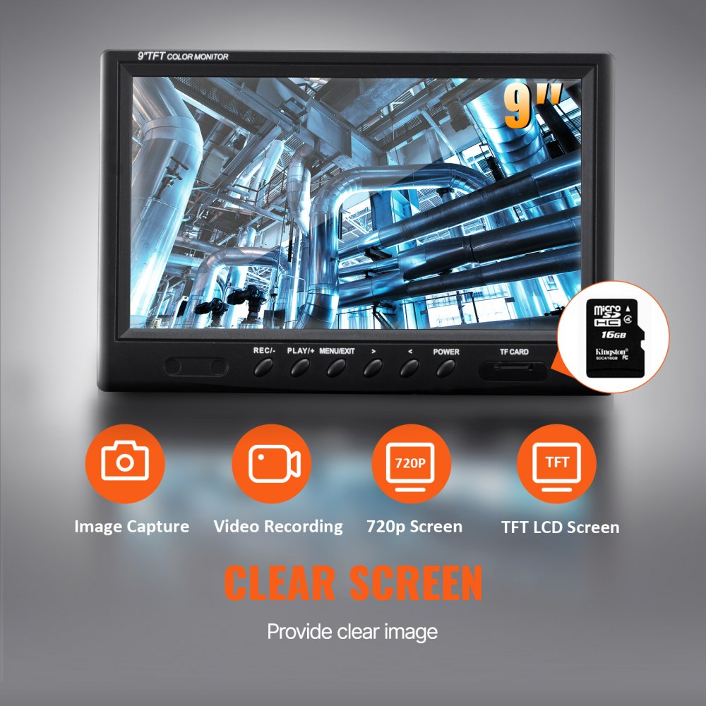 Sewer Camera with 512Hz Locating, 91.5m, 23cm Pipe Inspection Camera with DVR Function, IP68 Camera with 12 Adjustable LEDs, a 16GB SD Card for Sewer Pipe, House, Sewer, Drain Pipe Sewer Camera with 512Hz Locating, 91.5m, 23cm Pipe Inspection Camera with DVR Function, IP68 Camera with 12 Adjustable LEDs, a 16GB SD Card for Sewer Pipe, House, Sewer, Drain Pipe