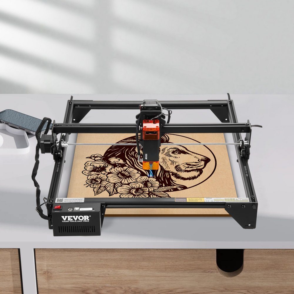 Laser Engraver, 5W Power, Laser Engraving Machine, 38x40cm Working Area, 10000mm/min Movement Speed, Compressed Tip with Eye Protection, for Wood, Certain Metals