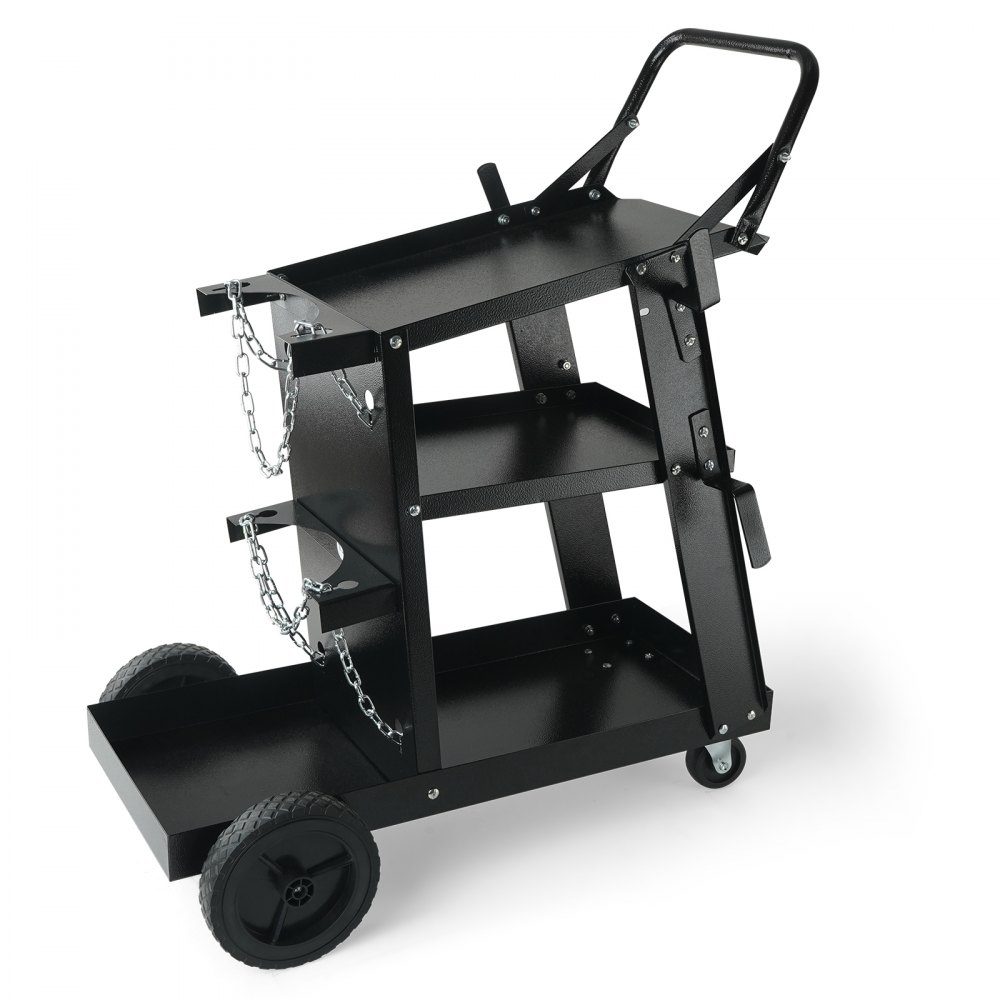 Welding trolley 3 floors Welding mobile max. 168-181 kg. Trolley for welding machines with 2 gas bottle holders. Ideal for manual welding, inert gas welding, argon arc welding