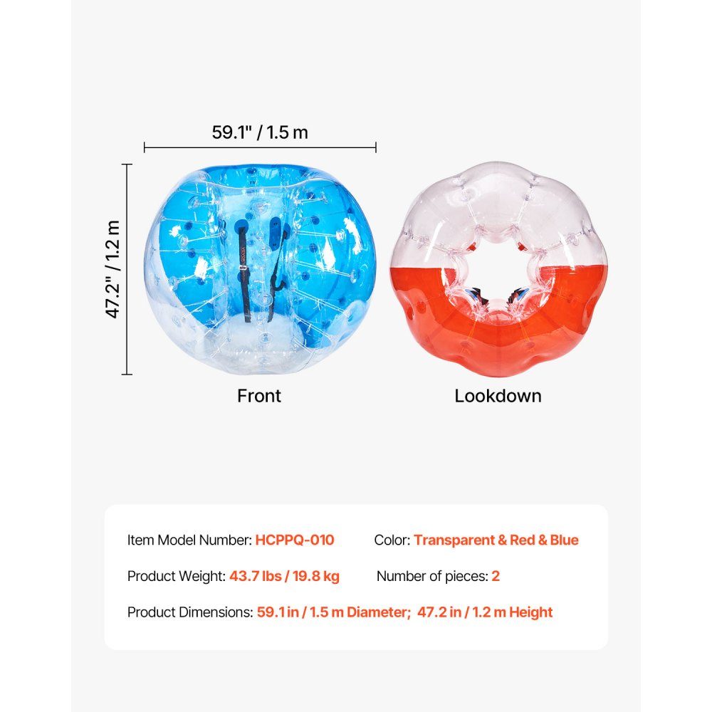 Opblaasbare bumperballen, 2 stuks, 1,5 m Sumo Zorb-ballen voor tieners en volwassenen