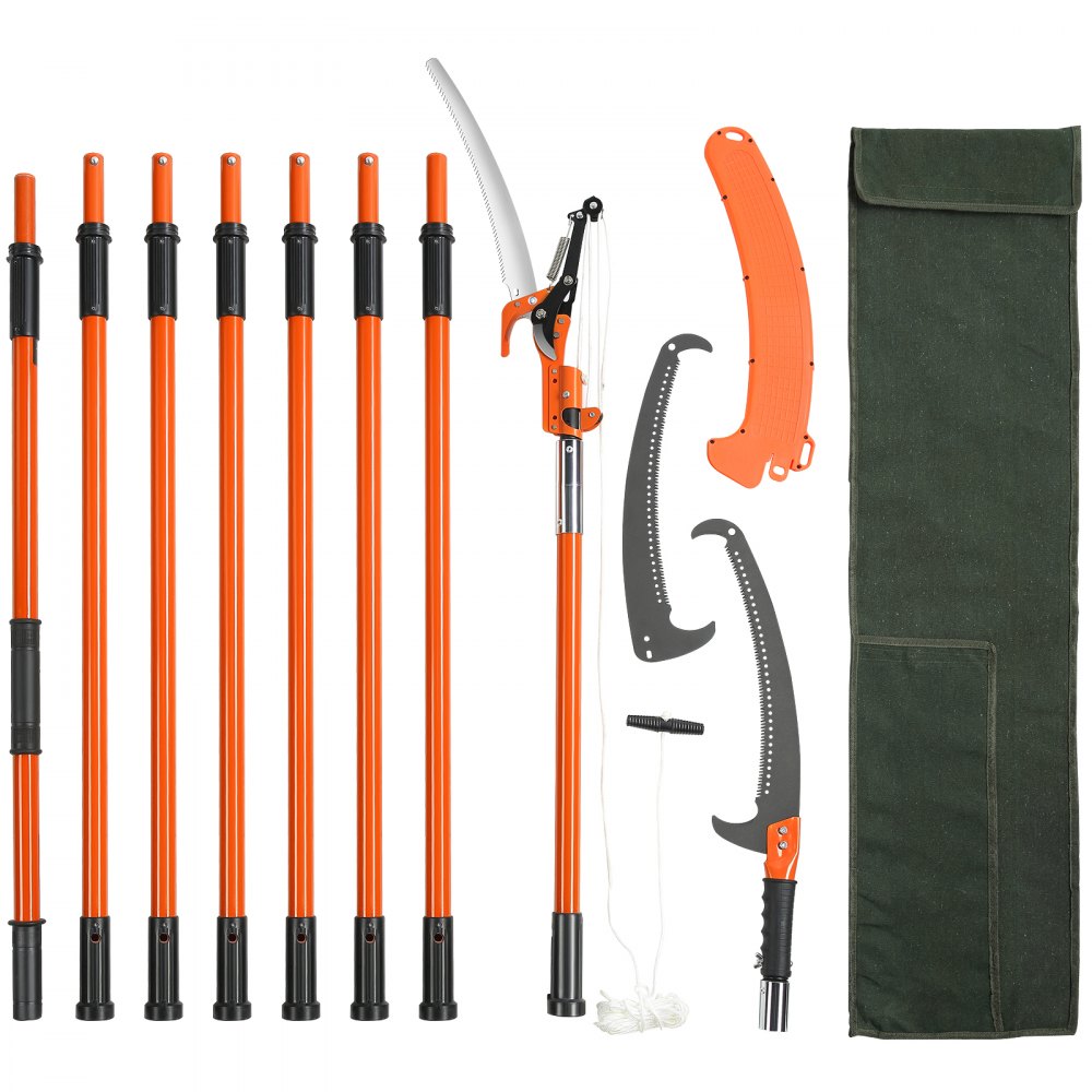 Sécateur manuel à perche, sécateur extensible de 7 à 25 pieds, lame et ciseaux tranchants en acier, branches hautes, coupe-branches avec 8 poignées légères en fibre de verre, pour l'élagage des palmiers et des arbustes Sécateur manuel à perche, sécateur extensible de 7 à 25 pieds, lame et ciseaux tranchants en acier, branches hautes, coupe-branches avec 8 poignées légères en fibre de verre, pour l'élagage des palmiers et des arbustes