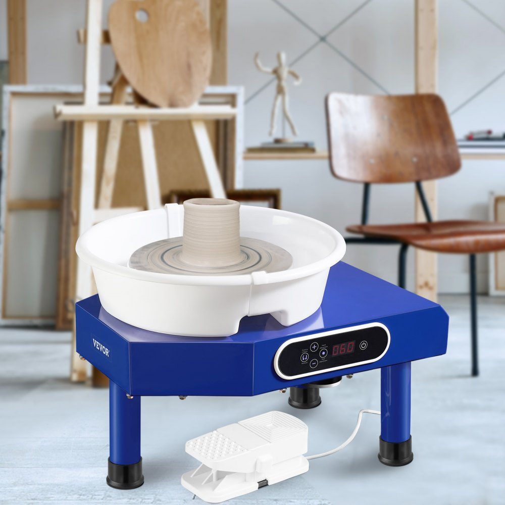 Töpferscheibe, Keramikscheibe, 350 W, elektrische Töpferscheibe, 25 cm, 300 U/min, Töpferscheibe, mit Pedal und Schürzenformmaschine, geeignet für Anfänger und Enthusiasten