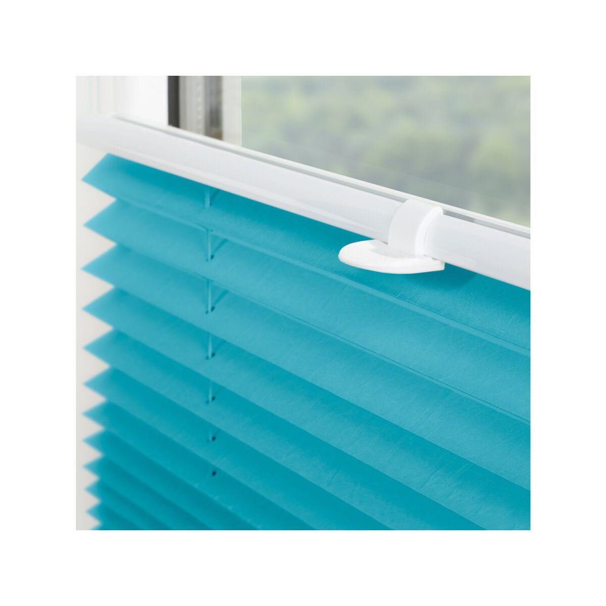 Lichtblick Klemmfix pleated blind, infinitely adjustable, opaque, installation without drilling, 90 x 130 cm, blue