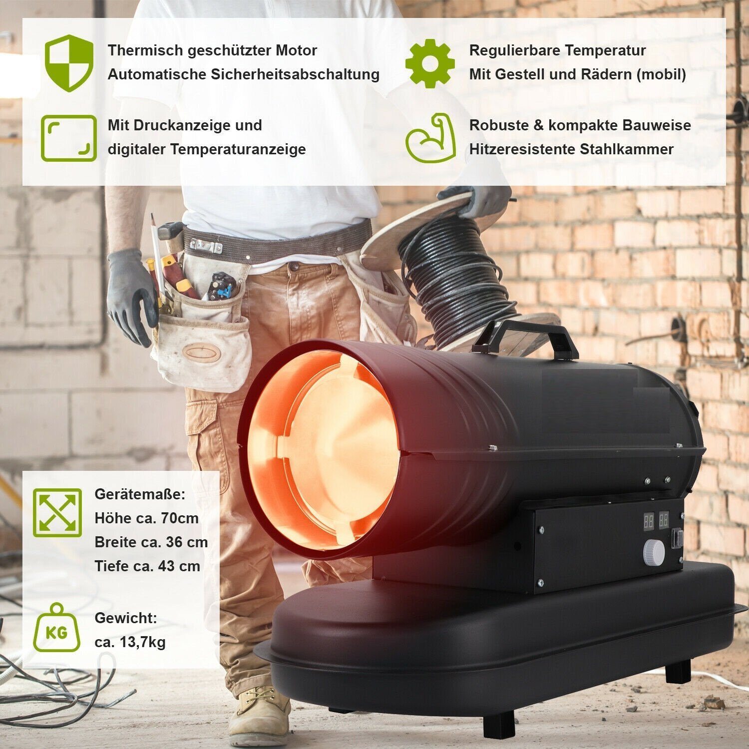 Construction heating diesel cannon heating diesel heating 20kW hall heating fan heater