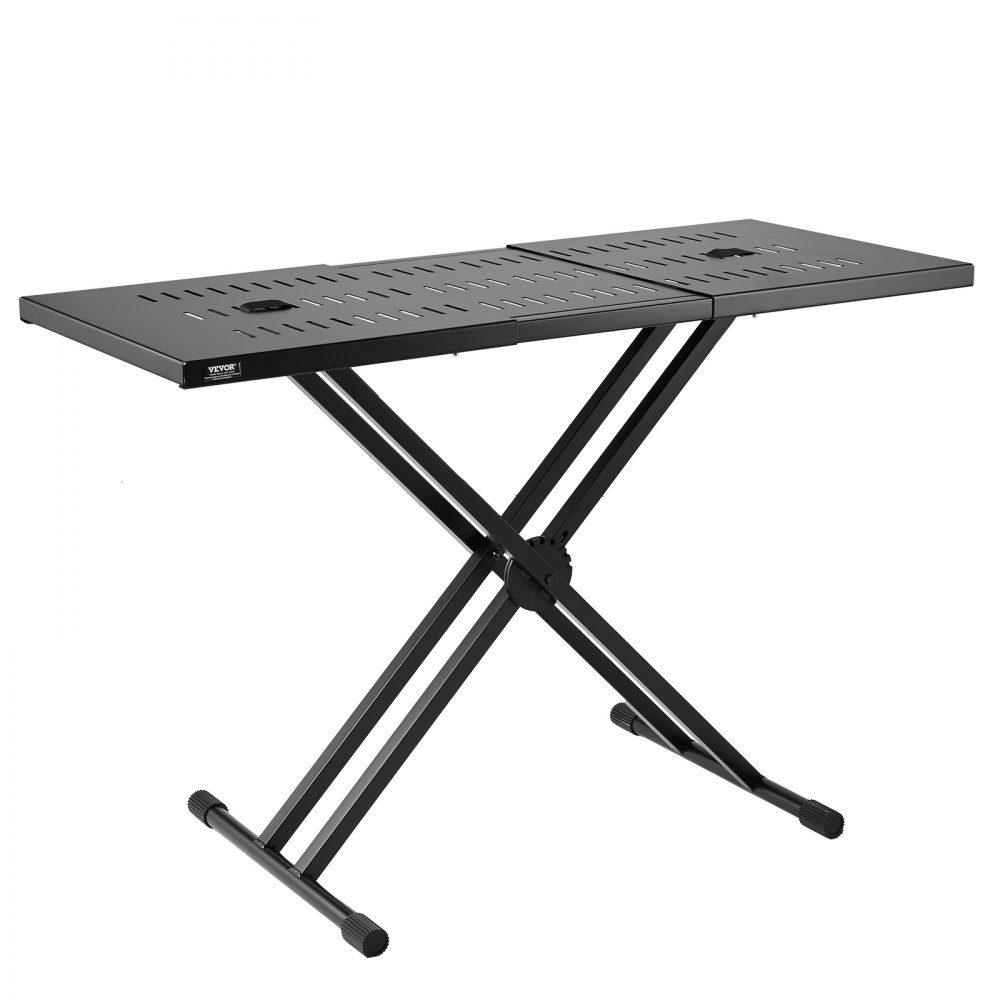 DJ Table Stand, (32"-43") x 18" Portable DJ Laptop and Controller Stand, Lightweight DJ Desk, DJ Desk, Height Adjustable DJ Stand, Foldable Double-X Keyboard Stand and Table Top, Audio Mixer Stand
