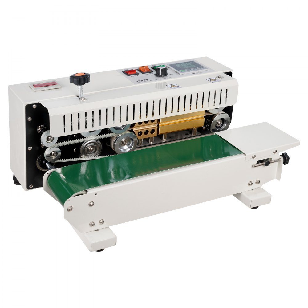 Continuous Bag Tape Welding Machine, 0.24-0.47"/6-12mm Welding Width, Horizontal Belt Welding Machine with Digital Temperature Control, Bag Welder for 0.02-0.8mm Plastic Bags with Counting Function