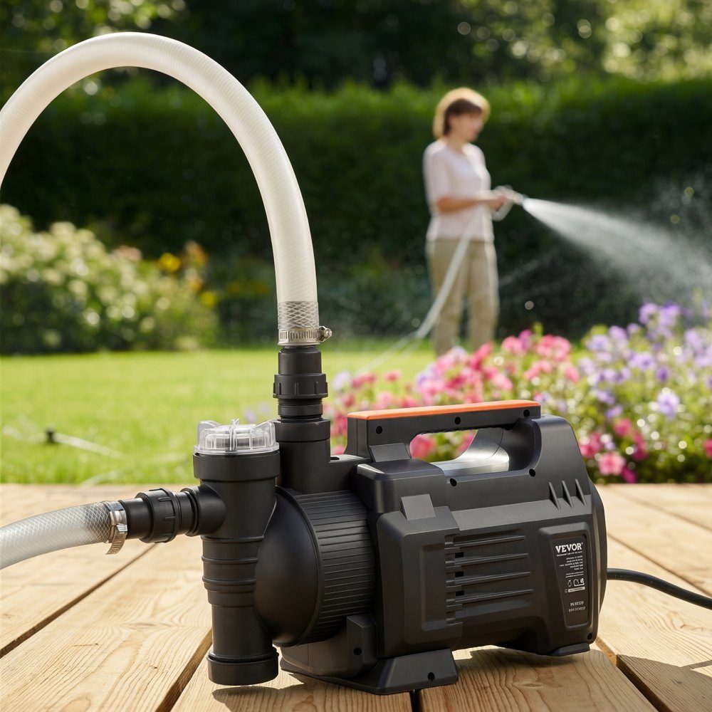 Gartenpumpe 1300 W, Bewässerungspumpe max. Förderleistung 4800 L/h, PP-Strahlpumpe, Saugpumpe mit 48 m Förderhöhe, intelligente elektronische Steuerung, für Gartenbewässerung und Rasensprinkler