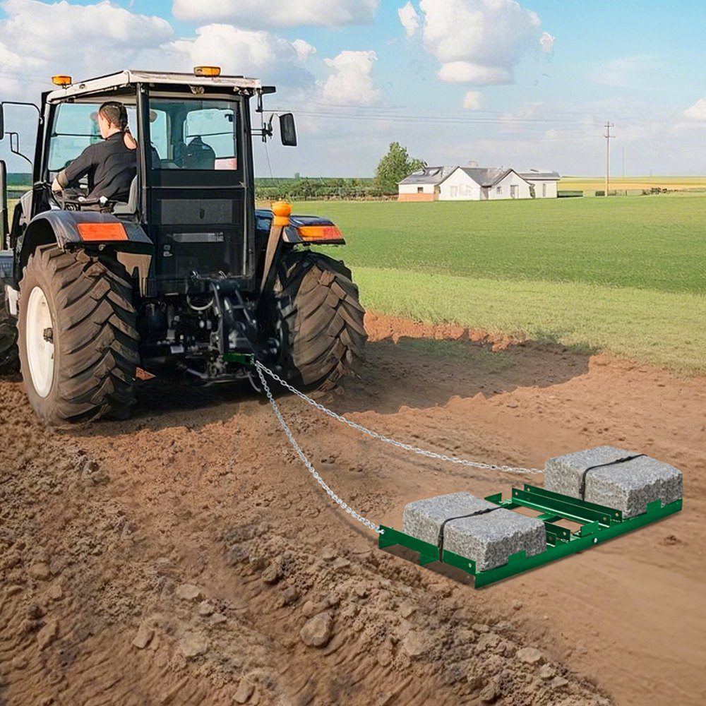 Herse à traîner, 1220 x 500 x 100 mm, remorquage de prairie avec barres réglables et chaîne de 1830 mm, herse de prairie pour VTT, UTV, tracteurs, tondeuses à gazon, outil de remorquage pour niveler la pelouse
