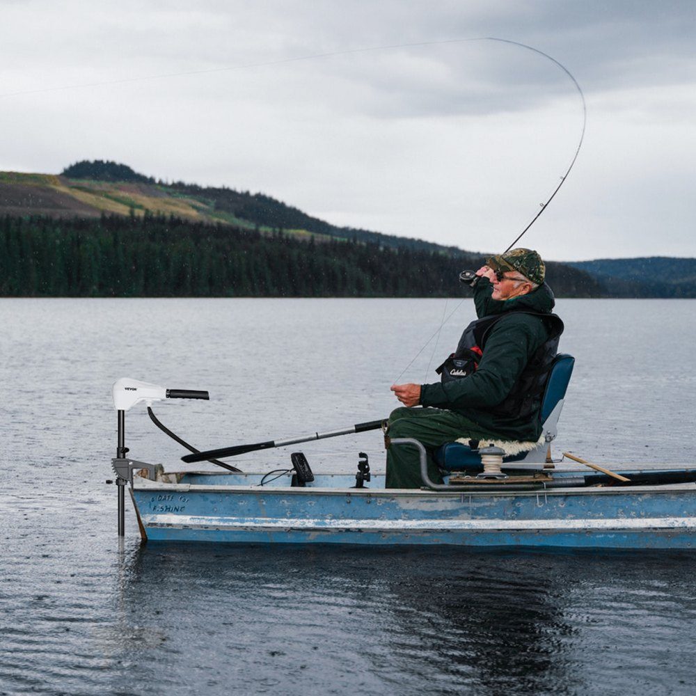 Elektrischer Außenbordmotor, Bootsmotor, Heckmontage, 12 V, 25 kg Schub, 8-Gang-Trolling-Motor mit Batterieanzeige, für Kajaks, Angelboote auf Süß-/Salzwasser, 76 cm Schaft
