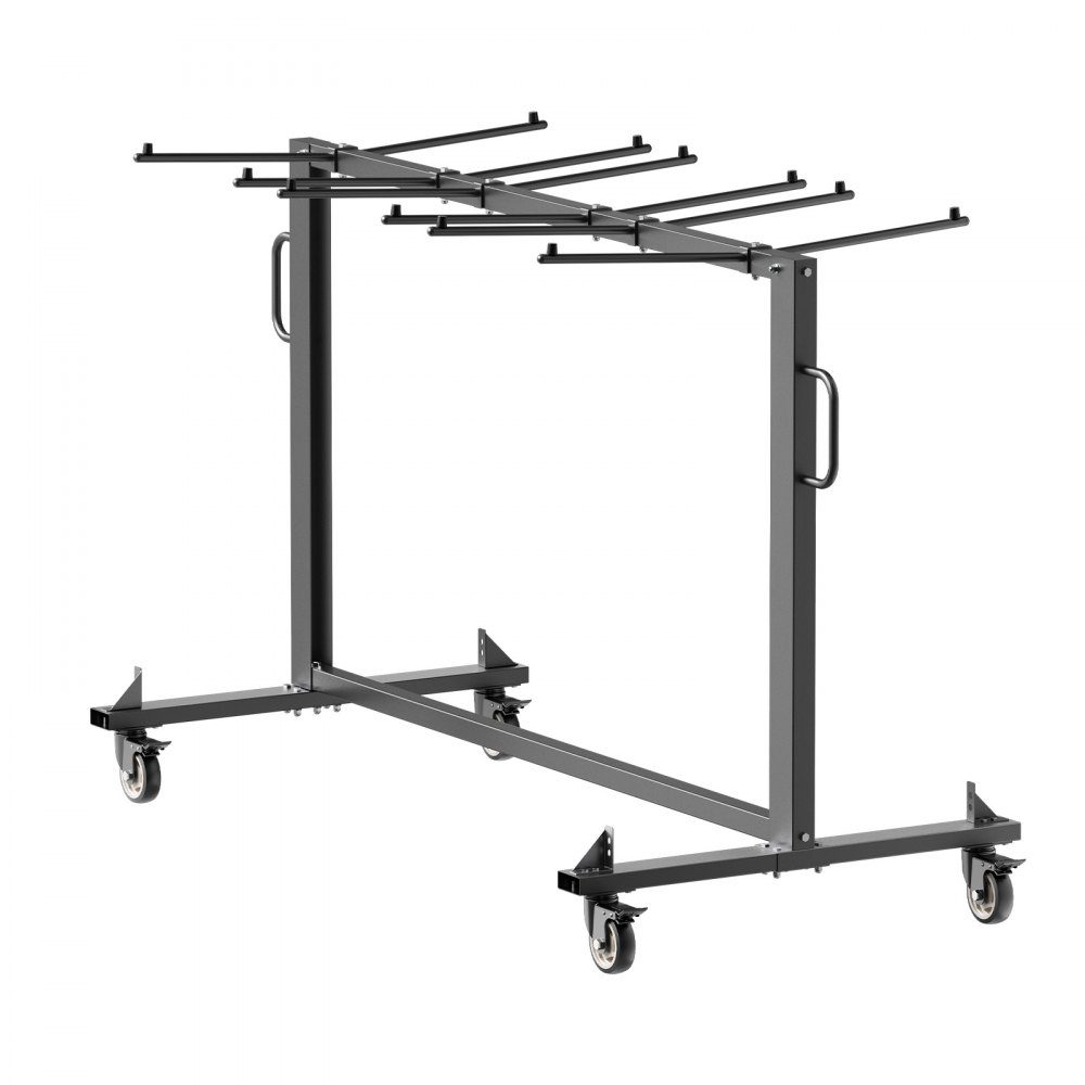 Klappstuhlständer, 181 kg Tragkraft, Klappstuhlwagen für 42 Stühle oder 12 Tische, Multifunktions-Stuhlwagen mit Gummirädern und Halterungen, großer Stuhlhalter, mattschwarz