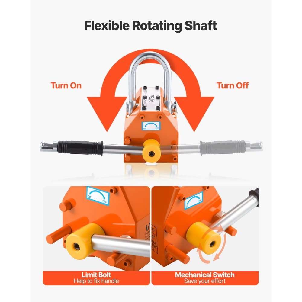 Load lifting magnet permanent magnet lifter with chassis, 600 kg pulling force, steel chassis with heavy-duty magnetic lifter & 2 wheels & adjustable handle, for lifting manhole covers