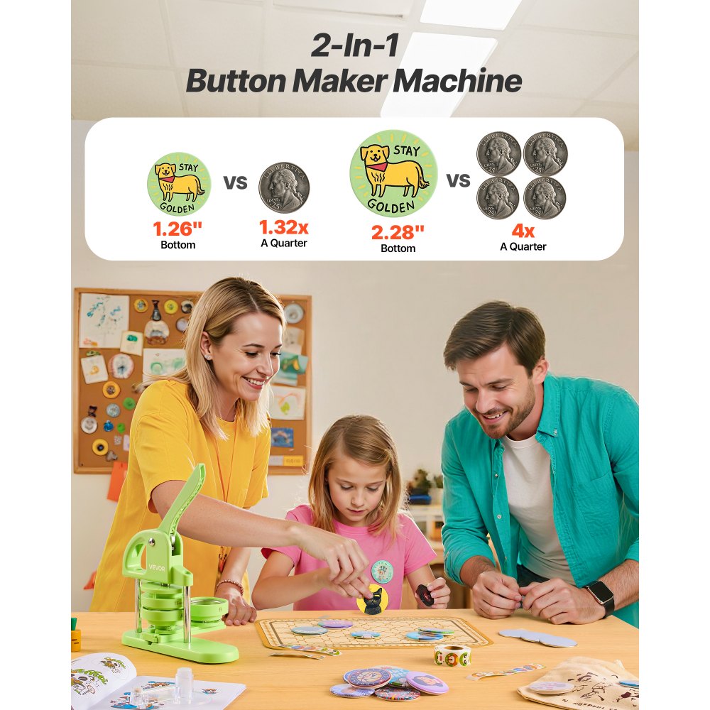 Button machine Button maker machine Badge Punch Press 32/58 mm round, Pinmaker with 200 button parts & circle cutter & magic book & reinforced ergonomic handle, DIY Badge Press Machine green Button machine Button maker machine Badge Punch Press 32/58 mm round, Pinmaker with 200 button parts & circle cutter & magic book & reinforced ergonomic handle, DIY Badge Press Machine green